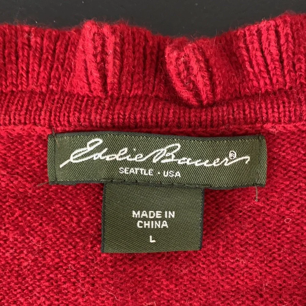 Eddie Bauer Winter Cardigan with Ruffled Neck and Placket—L - Picture 7 of 8